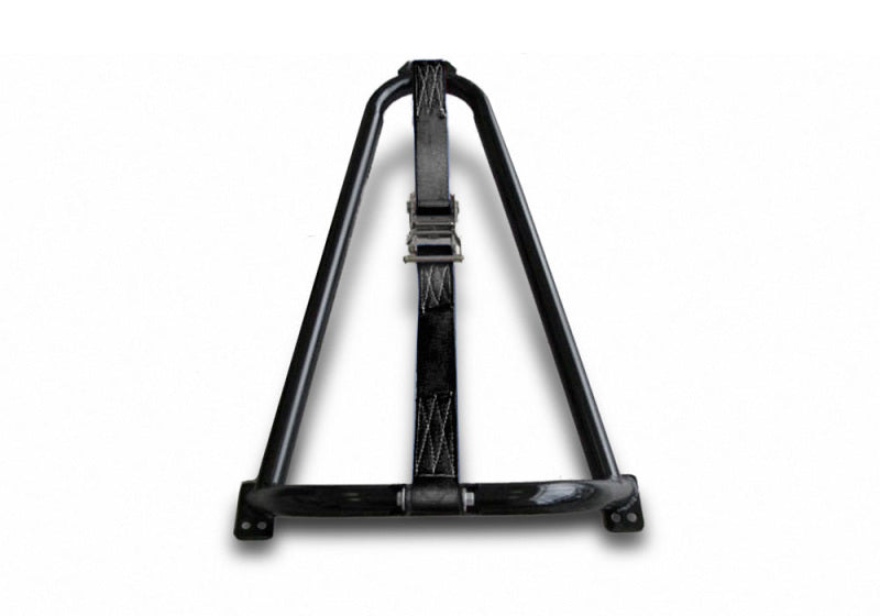 N-fab bed mounted tire carrier - gloss black triangle on white background