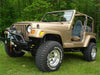 Tan colored 2-door jeep wrangler tj/bj with n-fab nerf steps - black bumper