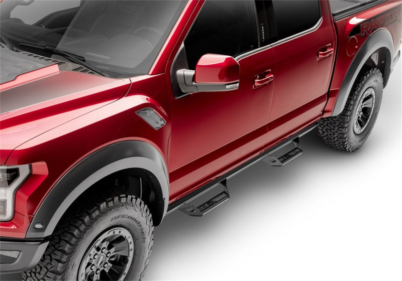 Red and black n-fab predator pro step system for toyota 4 runner suv