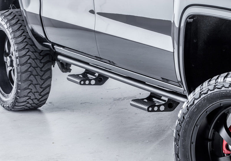 N-fab rkr rock rails for toyota tacoma double cab with big tire truck on tex. Black - 1.75in