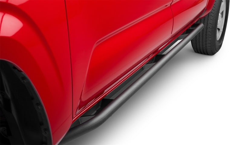 Red car side steps for n-fab trail slider steps in textured black for toyota tacoma crew cab