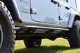 Jeep wrangler jl 4 door suv with n-fab trailslider steps in textured black