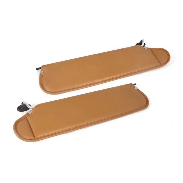 Leather luggage straps on Omix Camel Sunvisors for Jeep Wrangler TJ