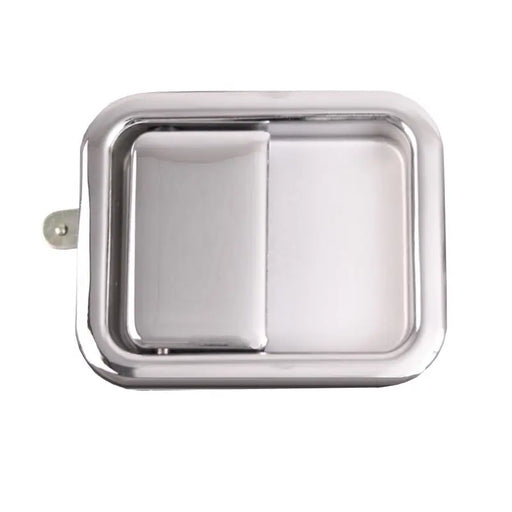 Metal tray paddle door handle on white background - Omix Paddle Door Handle Chrome- 81-06 CJ & Wrangler