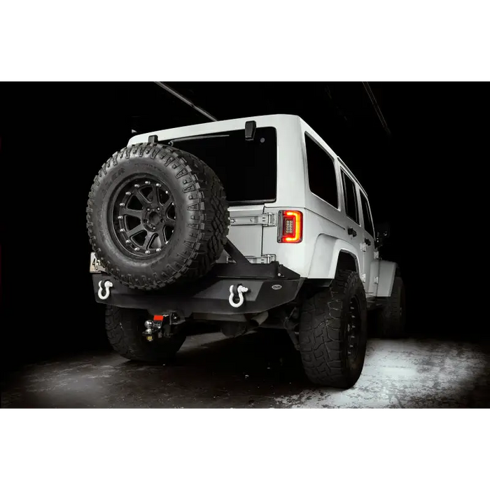 White Jeep Wrangler JK Flush Mount LED Tail Lights in Garage