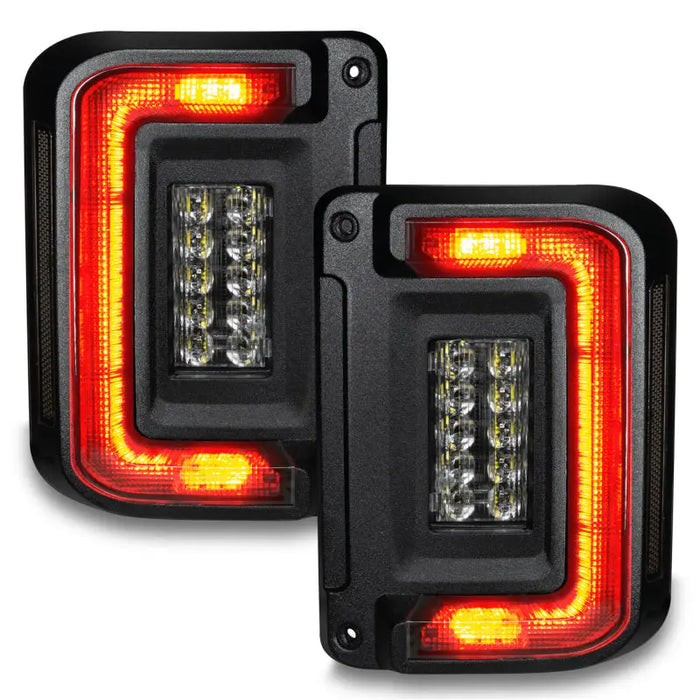 Pair of black flush mount LED tail lights for Ford F350.