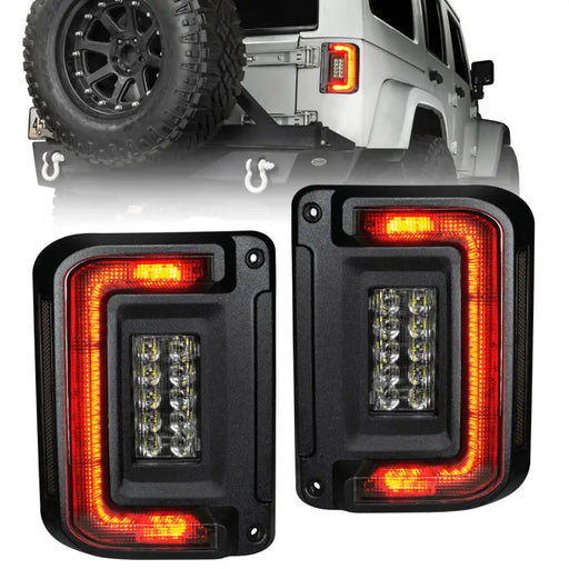 Pair of red LED tail lights for Jeep Wrangler JK Flush Mount LED Tail Lights - Tinted.