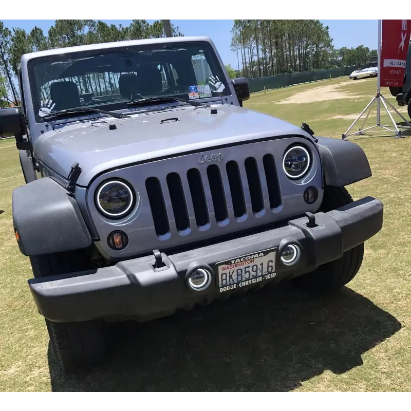 Gray Jeep Wrangler JK Switchback LED Headlights - Amber/White in Field