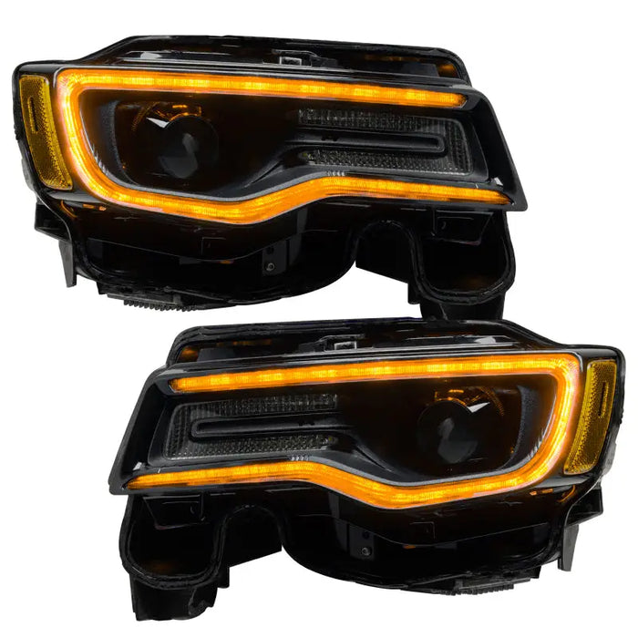 Pair of black LED headlights for Jeep Grand Cherokee - Oracle ColorSHIFT Dynamic DRL Upgrade Kit