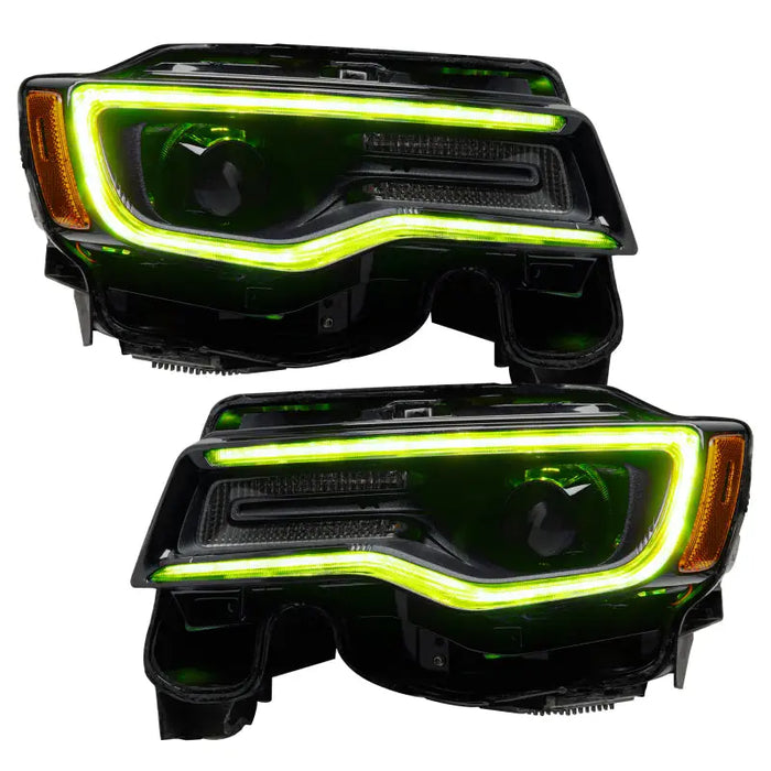 Pair of green LED headlights for Jeep Grand Cherokee