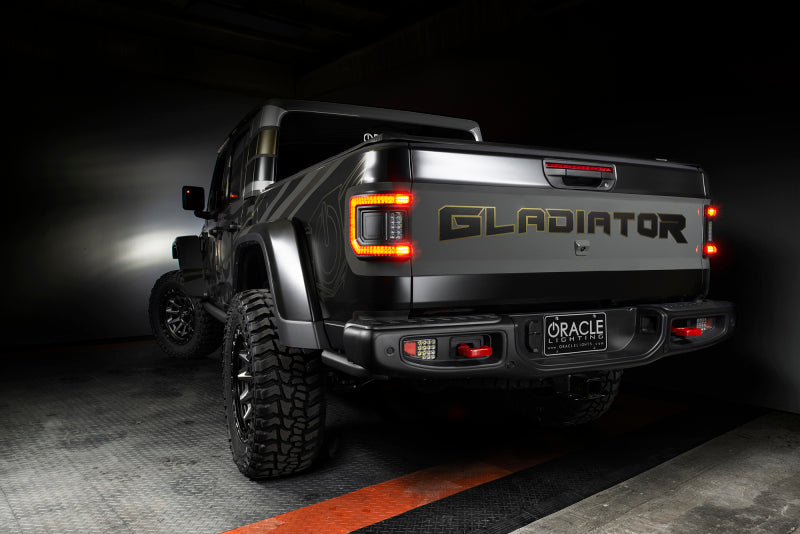 Black jeep gladiator jt flush mount led tail lights with tinted lens by oracle lighting