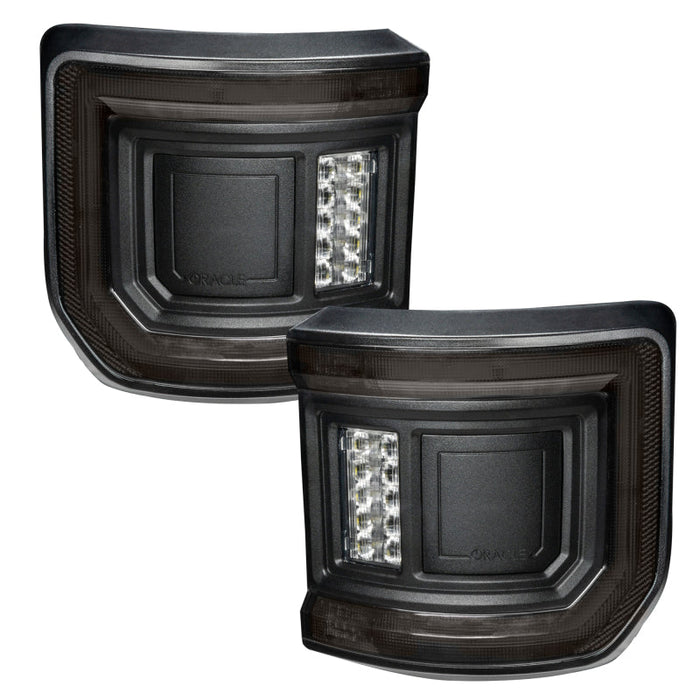 Pair of black led tail lights for jeep gladiator jt by oracle lighting - tinted lens