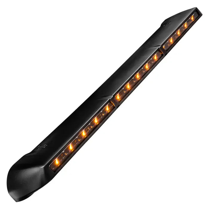 Black LED light bar with orange lights - Oracle 2021+ Ford Bronco Integrated Windshield Roof_LED Light Bar System.