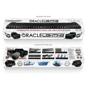 Oracle 2021+ Ford Bronco Integrated Windshield Roof LED Light Bar System featuring a white box with black and white design.