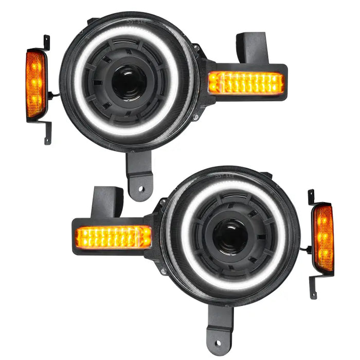 Pair of LED headlights for 2021+ Ford Bronco with Amber/White Switchback feature