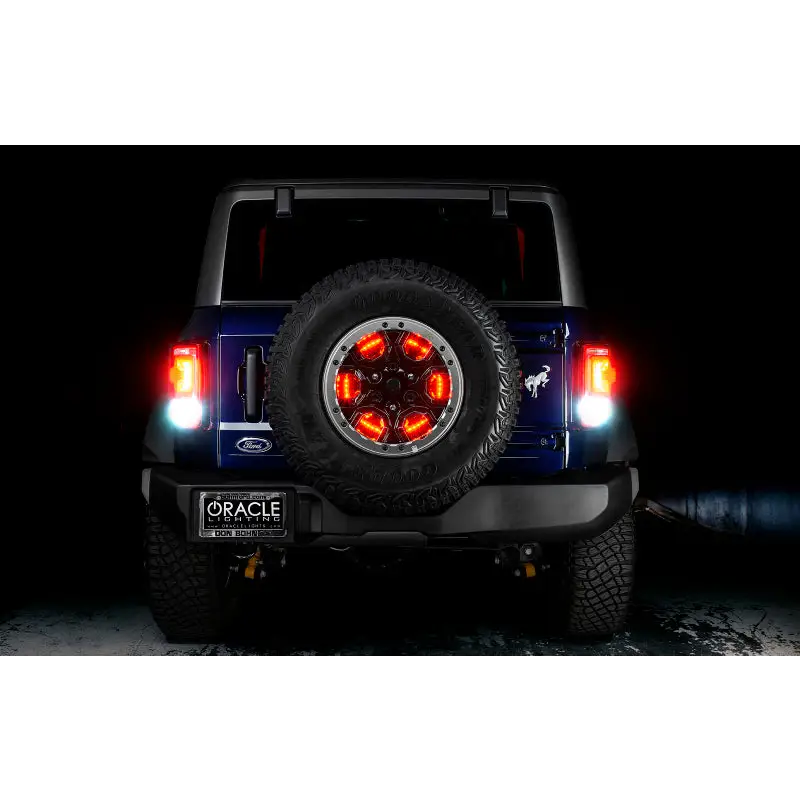 Black Jeep with red LEDs in ORACLE 21-22 Ford Bronco LED Reverse Light Bulb Set