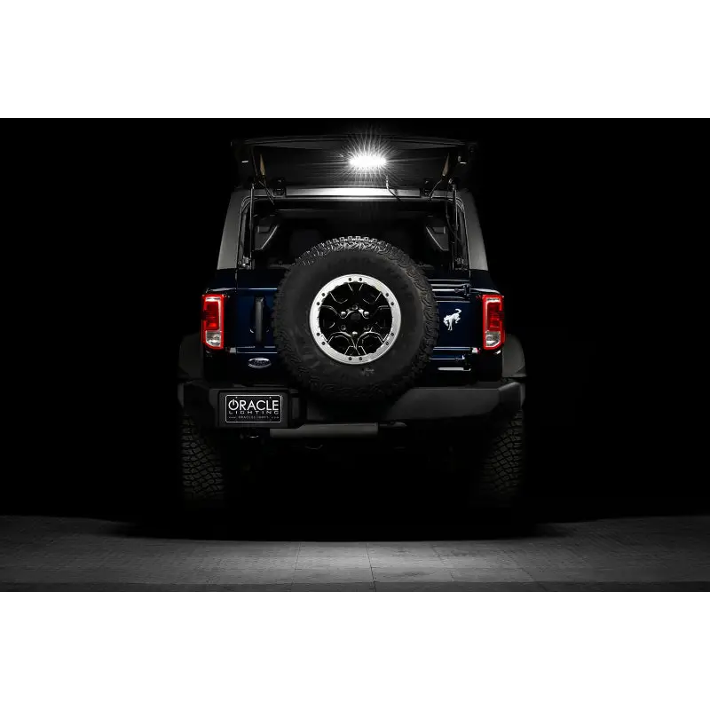 Jeep rear end with 5000k LED cargo light module for Ford Bronco
