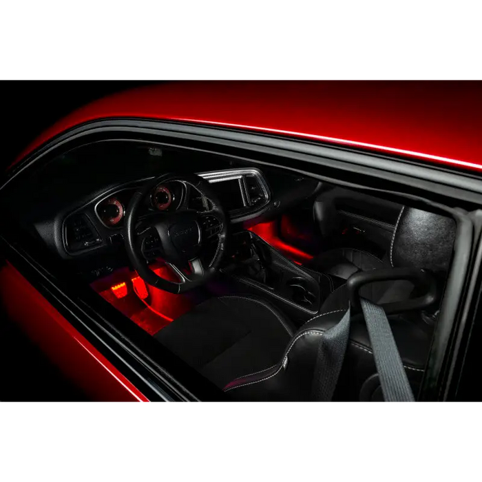 Interior of a red car illuminated by Oracle 36in LED flexible strip - ideal for jeep wrangler counter sales.