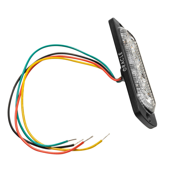 Close up of oracle 4 led dual color slim strobe - amber/white light with wires attached