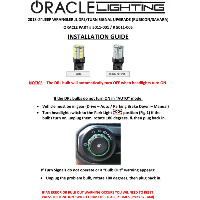 Oracle 7443 18 LED 3-Chip SMD Bulb wiring diagram - Cool White