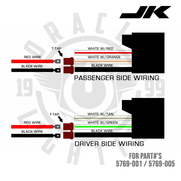 Oracle 7in High Powered LED Headlights - Wiring Diagram for White and Black Wire