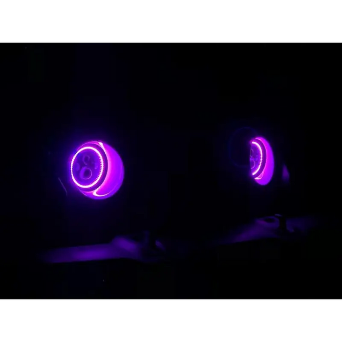 Oracle 7in High Powered LED Headlights - Two Purple LEDs in the Dark