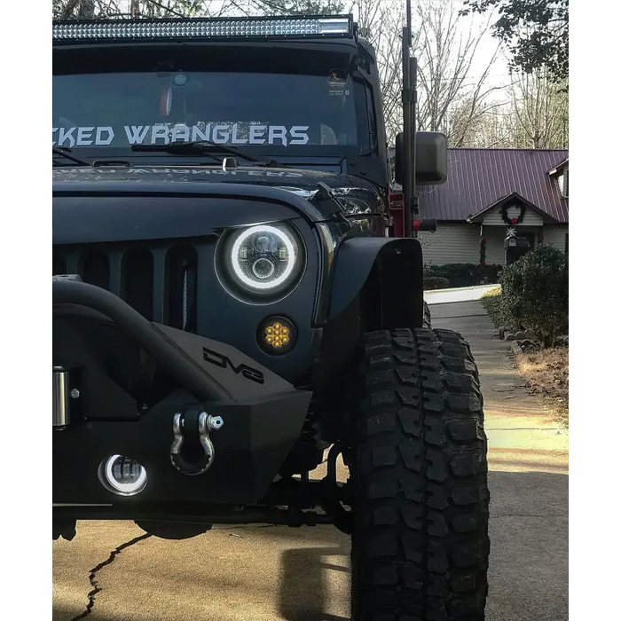 Oracle 7in LED Headlights on Jeep Wrangler - Black Bezel