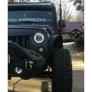 Jeep with LED headlights - Oracle 7in Dynamic Black Bezel