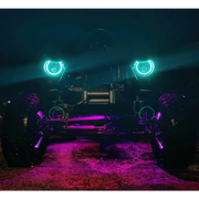 Black vehicle with purple dynamic LED lights - Oracle 7in High Powered LED Headlights.