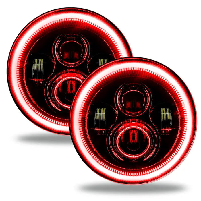 Red LED lights for car headlight, Oracle 7in High Powered LED Headlights - Black Bezel - Red