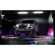 Jeep with Black and Purple LED Rock Lights - Oracle Bluetooth + RF Underbody Rock Light Kit - 8 PCS