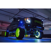 Black truck with yellow wheels and green rim - Oracle Bluetooth + RF Underbody Rock Light Kit - ColorSHIFT