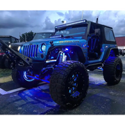 Blue Jeep with Oracle Bluetooth + RF Underbody Rock Light Kit - 8 PCS - ColorSHIFT