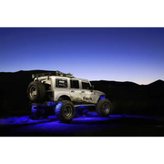 White Jeep with Blue LEDs - Oracle Bluetooth + RF Underbody Rock Light Kit - 8 PCS - ColorSHIFT