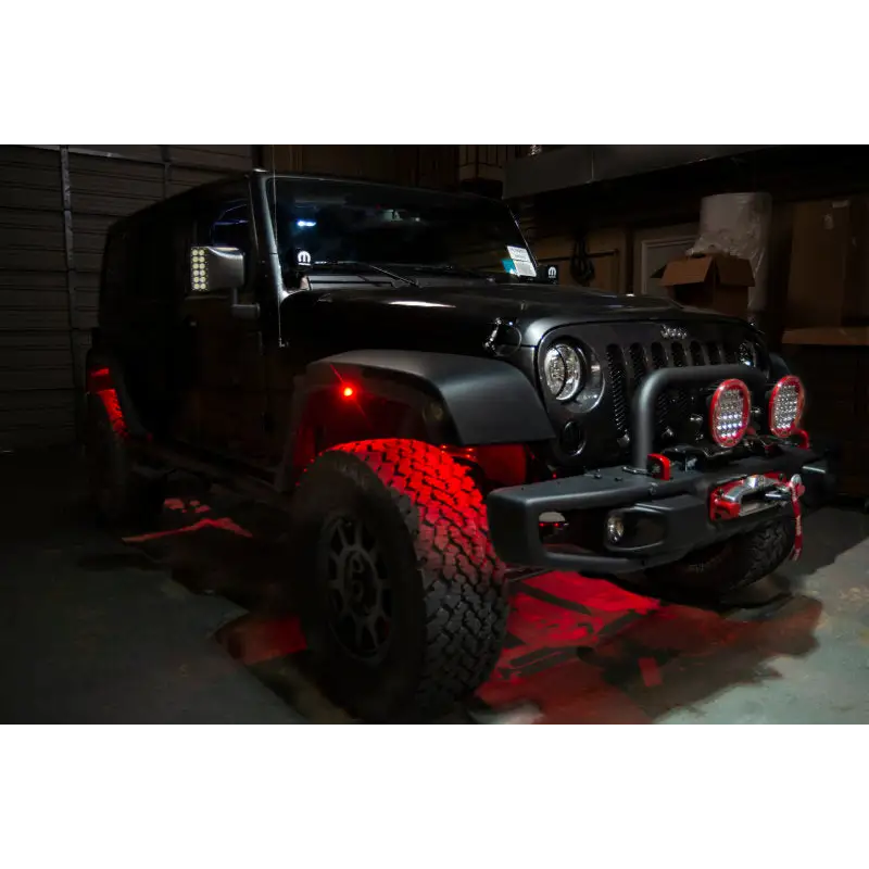 Red LEDs on Jeep from Oracle Bluetooth + RF Underbody Rock Light Kit - 8 PCS - ColorSHIFT