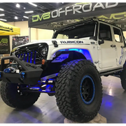 White Jeep with Blue LEDs Oracle Bluetooth + RF Underbody Rock Light Kit - 8 PCS - ColorSHIFT