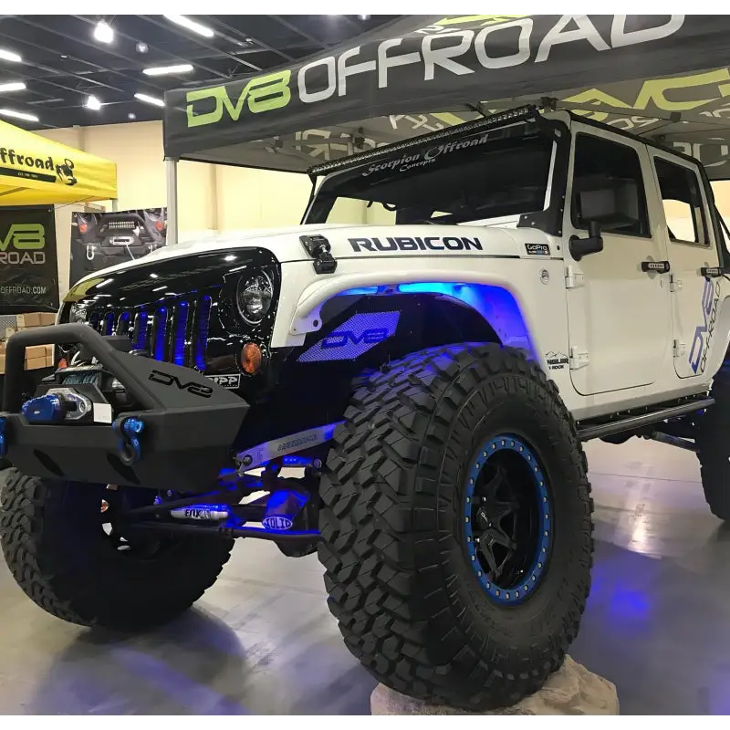White Jeep with Blue LEDs Oracle Bluetooth + RF Underbody Rock Light Kit - 8 PCS - ColorSHIFT