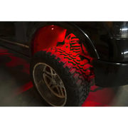 Red LED rock light on black truck - Oracle Bluetooth + RF Underbody Rock Light Kit - 8 PCS ColorSHIFT