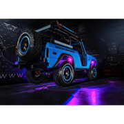 Light blue Oracle Bluetooth + RF Underbody Rock Light Kit - 8 PCS ColorSHIFT Jeep WRL with black and purple LED.