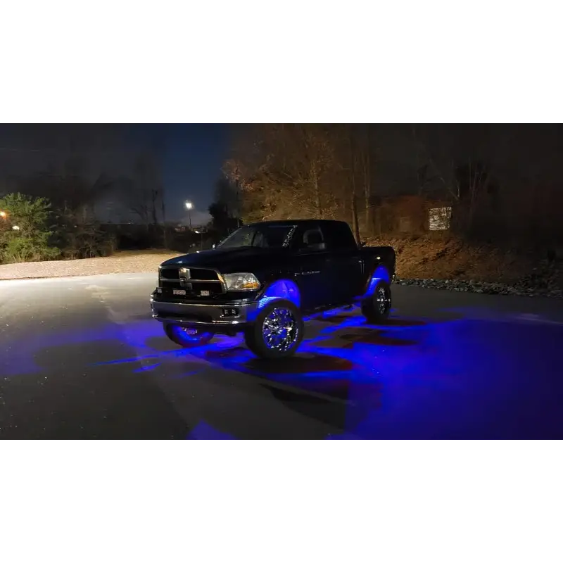 Blue lights on truck from Oracle Bluetooth + RF Underbody Rock Light Kit - 8 PCS - ColorSHIFT