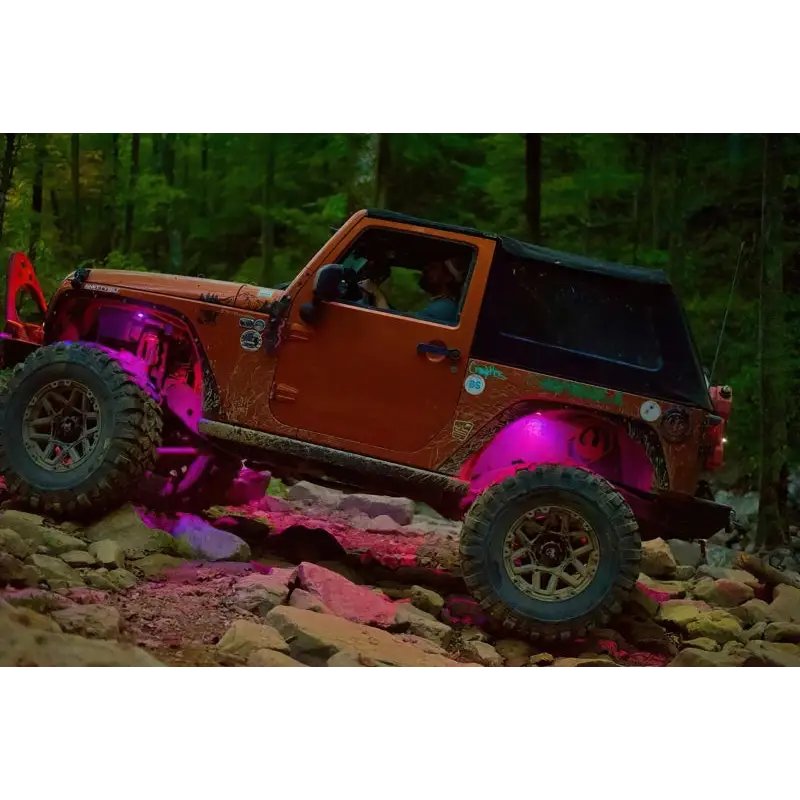 Color changing rock light kit on Jeep with side light.