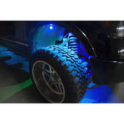 Blue LED rock light kit on black truck - Oracle Bluetooth + RF Underbody Rock Light Kit