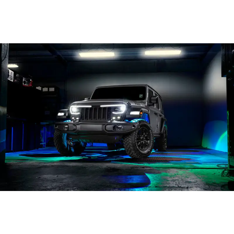 Black and blue oracle Bluetooth + RF underbody rock light kit for jeep