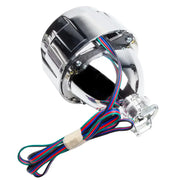 Chrome motorcycle helmet with wire and Oracle Demon Eye Projector Illumination Kit - ColorSHIFT.