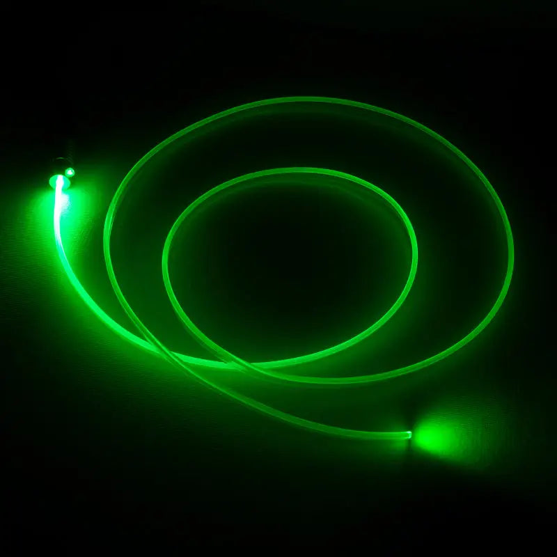Close-up of green light emitted from Oracle Fiber Optic LED Interior Kit.