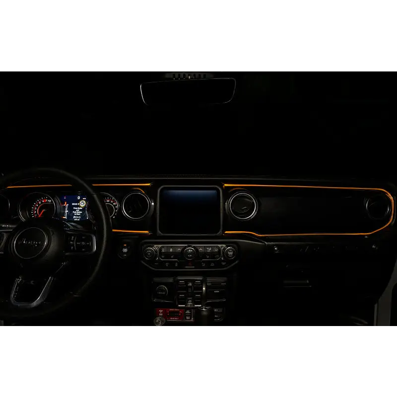 Interior of a car illuminated with ColorSHIFT fiber optic LED lights - Oracle Fiber Optic LED Interior Kit.