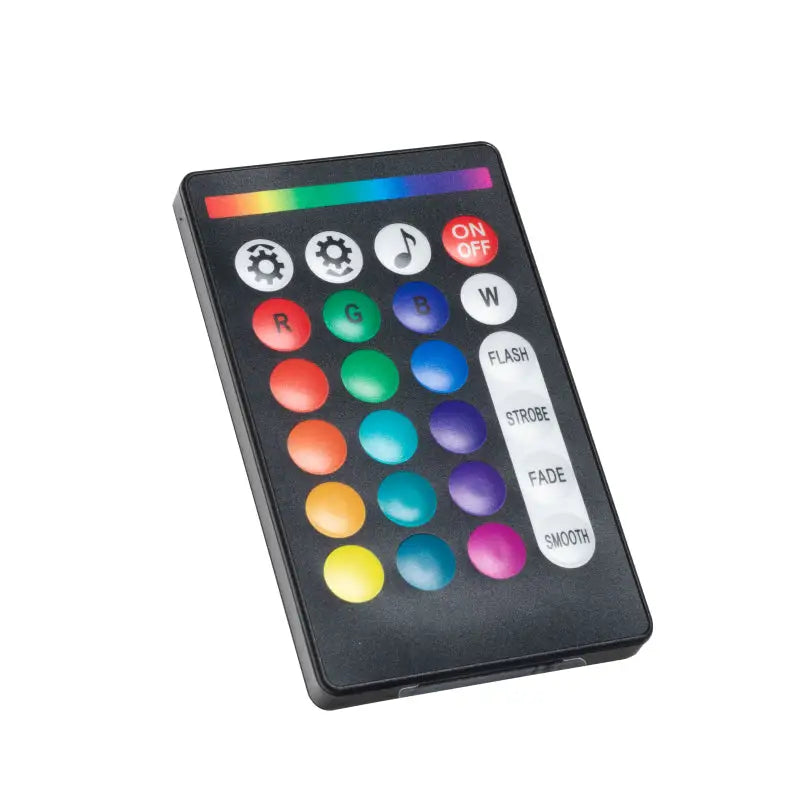 Close-up of Oracle Fiber Optic LED Interior Kit remote control against white background