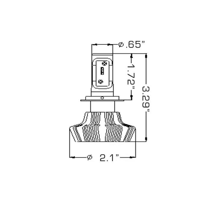 LED headlight bulb drawing for Oracle H7 4000 Lumen Pair - 6000K