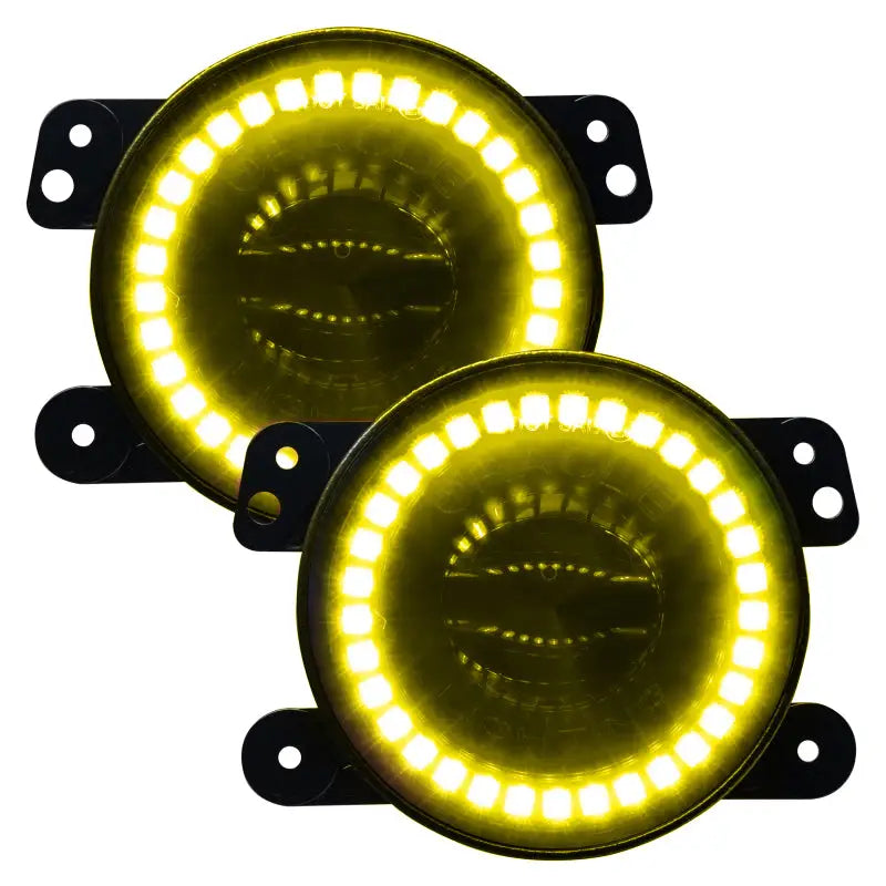 Yellow LED fog lights for Jeep Wrangler by Oracle - High Performance W LED ColorSHIFT.
