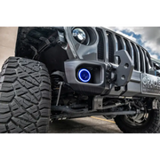 Blue LED fog lights on Oracle Jeep Wrangler JK/JL/JT, high performance with ColorSHIFT.